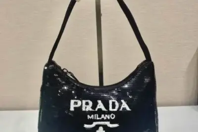 Prada Sequined Re-nylon Mini Bag Black