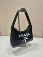Prada Sequined Re-nylon Mini Bag Black - Image 2