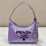 Prada Sequined Re-nylon Mini Bag Purple