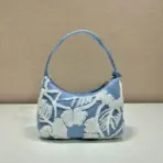 Prada Re-Edition 2006 Embroidered Drill Mini Bag in Paste & White - Image 3