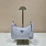 Prada Re-Edition Napa Leather Shoulder Bag Silver