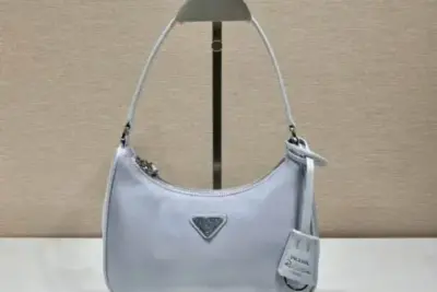 Prada Re-Edition Napa Leather Shoulder Bag Silver
