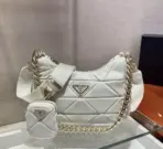 Prada System Nappa Leather Patchwork Shoulder Bag White