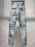 AMIRI MX1 Skinny Jeans Light Blue Wash With Red Bandana Patches - Image 2