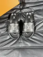 LV Slipper 6AM Flat Mule Black With White Logo - Image 2