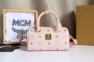 MCM Mini Boston Bag Soft Pink