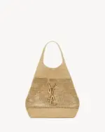 YSL Icare In Raffia Bag Brown Gold