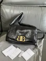 Balenciaga BB Soft Flap Shoulder Bag Black Calfskin - Image 3