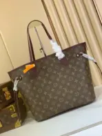 LV Neverfull MM Inside Out Leather Tote Bag Brown - Image 2