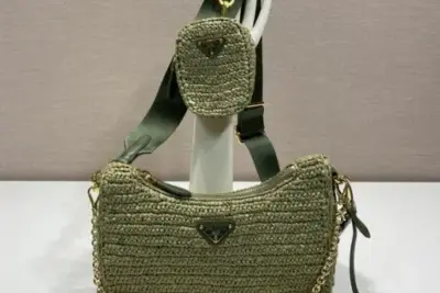 Prada Re-Edition 2005 Crochet Bag Olive Green
