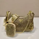 Prada Re-Edition 2005 Satin Shoulder Bag Golden
