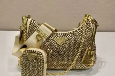 Prada Re-Edition 2005 Satin Shoulder Bag Golden