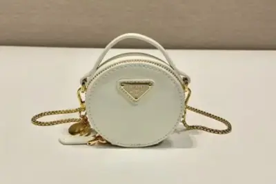 Prada Saffiano Leather Mini Pouch Bag White