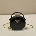 Prada Saffiano Leather Mini Pouch Bag Glossy Black