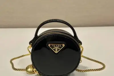 Prada Saffiano Leather Mini Pouch Bag Glossy Black