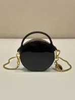 Prada Saffiano Leather Mini Pouch Bag Glossy Black - Image 3