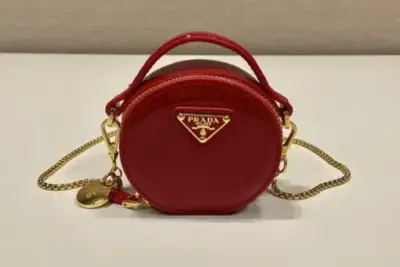Prada Saffiano Leather Mini Pouch Bag Red