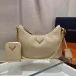 Prada Re-Edition 2005 Nylon shoulder Bag Desert Beige
