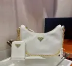 Prada Re-Edition 2005 Nylon shoulder Bag White & Gold