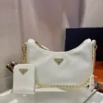 Prada Re-Edition 2005 Nylon shoulder Bag White & Gold