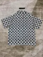 Amiri Short Sleeve Shirt Grey & White Silk Check - Image 2