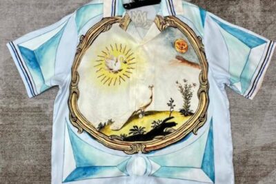 Amiri Multicolor Graphic Landscape Print Bowling Shirt White