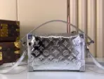 LV Side Trunk MM Handbag Silver Monogram Miroir Metallic Leather Tonal silver - Image 3