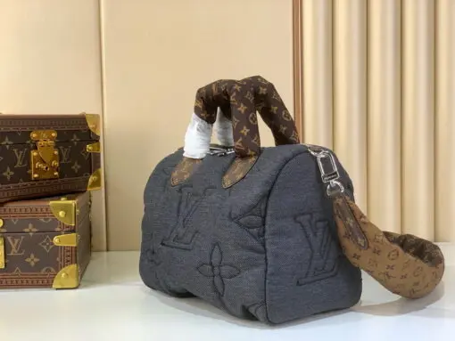 LV Speedy Bandouliere 25 Handbag Puffy Noir Denim - Image 3