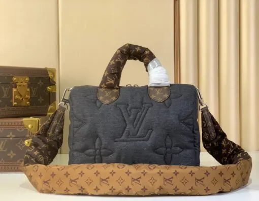 LV Speedy Bandouliere 25 Handbag Puffy Noir Denim - Image 2