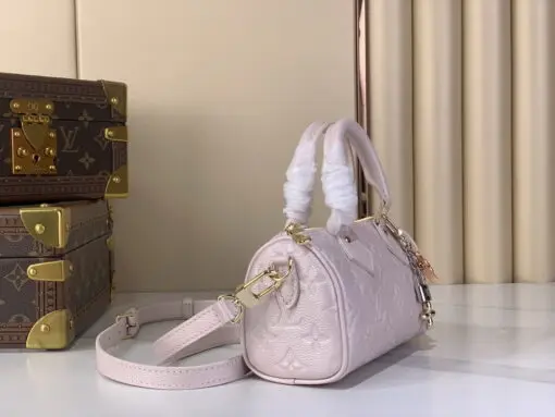 LV Nano Speedy Monogram Empreinte Shimmery Pearl Pink - Image 3