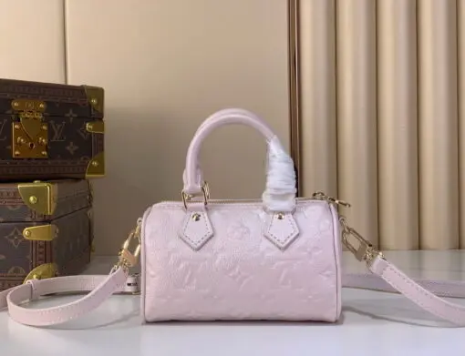 LV Nano Speedy Monogram Empreinte Shimmery Pearl Pink - Image 2