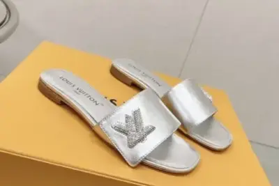 LV Slipper Sandal Silver