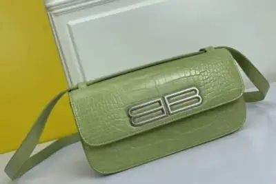 Balenciaga Gossip Shoulder Bag Lite green Crocodile
