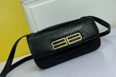 Balenciaga Gossip Shoulder Bag Black Crocodile
