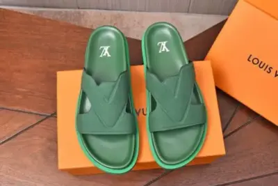 LV Leather Sandal Green