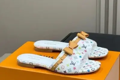 LV x TM 6AM Flat Mule White