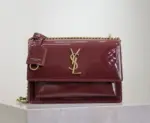YSL Sunset Chain Bag in Burgundy Patent Leather