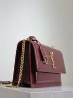 YSL Sunset Chain Bag in Burgundy Patent Leather - Image 2