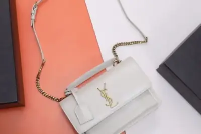 YSL Sunset Shoulder Bag White