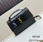 YSL Sunset Medium Chain Bag in Crocodile Black
