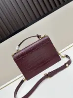 YSL Sunset Medium Chain Bag in Crocodile Maroon - Image 2