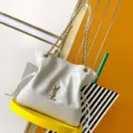 YSL Jamie Shopping Small Leather Shoulder Bag White