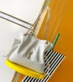 YSL Jamie Shopping Small Leather Shoulder Bag White