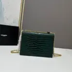 YSL Sunset Shoulder Bag 22cm Crocodile Green - Image 3