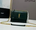 YSL Sunset Shoulder Bag 22cm Crocodile Green