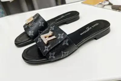 LV Monogram Women Slipper Black
