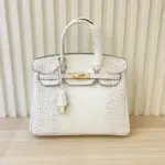 Hermes Birkin Togo Bag Crocodile White