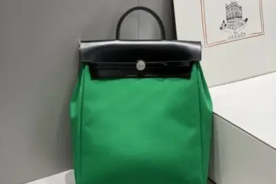 Hermes Herbag A Dos Zip Backpack Green & Black
