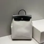Hermes Herbag A Dos Zip Backpack Black & Off White