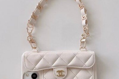 CC Luxury Wallet Short Strap Phone Case White